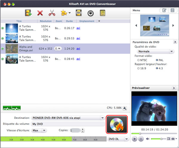 Xilisoft AVI en DVD Convertisseur pour Mac